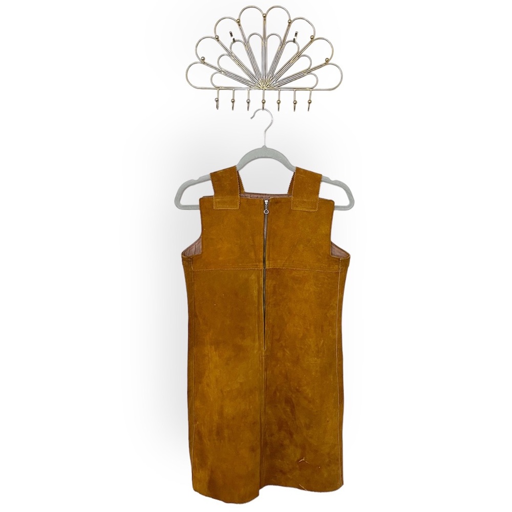 Vintage Gaitan Brown Suede Leather Shift Dress